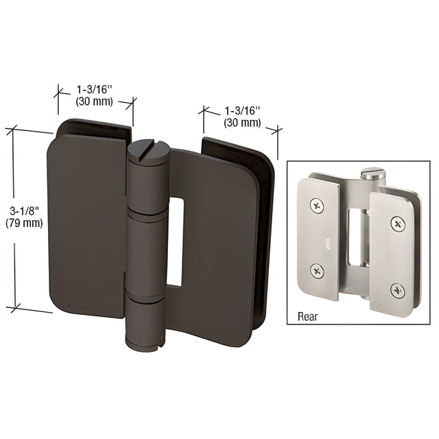 CRL Oil Rubbed Bronze Zurich 07 Series Glass-to-Glass Inline Outswing Hinge