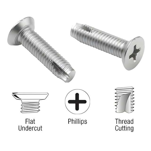 CRL P-Series Stainless Steel #10-32 x 3/4" Undercut Flat Head Phillips Top Rail Connecting Screws