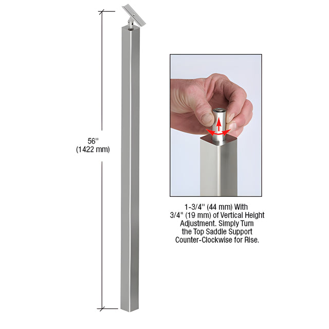 CRL P1 Series 316 Brushed Stainless 56" Railing Post Only With Adjustable Saddle
