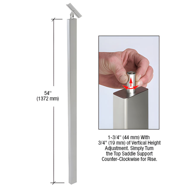 CRL P9 Series Polished Stainless 54" Railing Post with Adjustable Saddle