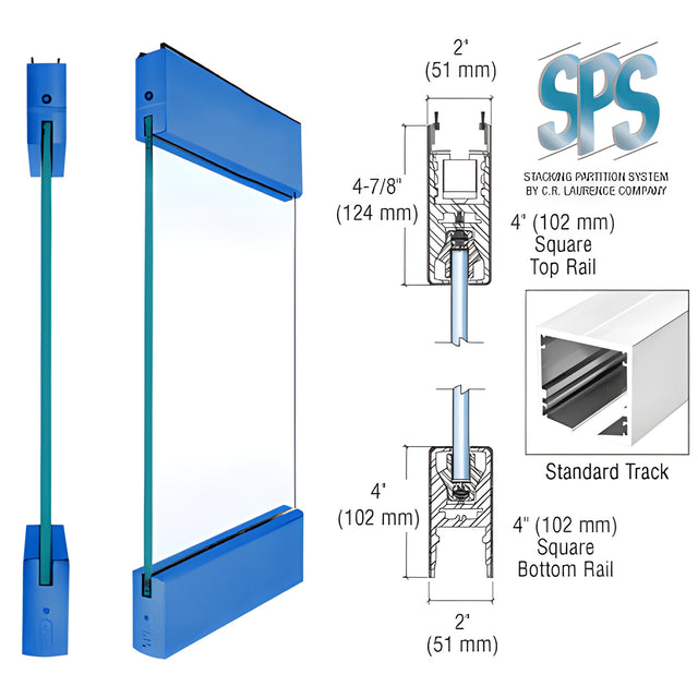 CRL Painted Type 1 Standard SPS with 4" Square Rails Top and Bottom