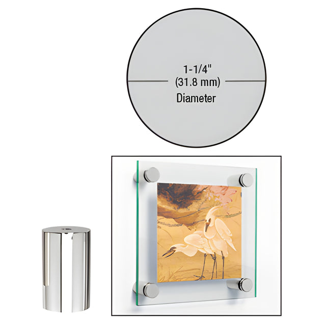 CRL Polished 316 Stainless 1-1/4" Diameter by 2" Standoff Base