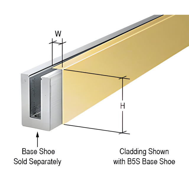 CRL Polished Brass 120" Cladding for B5S Series Standard Square Aluminum Base Shoe