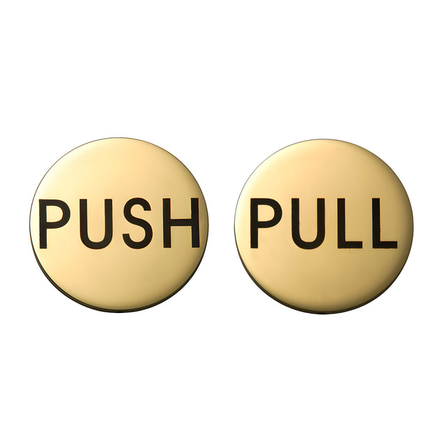 CRL Polished Brass 2" Round Push/Pull Set - Etched Brass