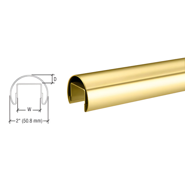 CRL Polished Brass 50.8 mm Premium Cap Rail for 21.52 mm or 25.52 mm Glass - 3 m Long