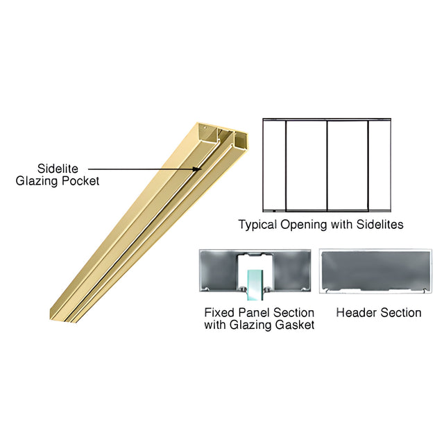 CRL Polished Brass 6" Header with Glazing Pocket Only Custom Length