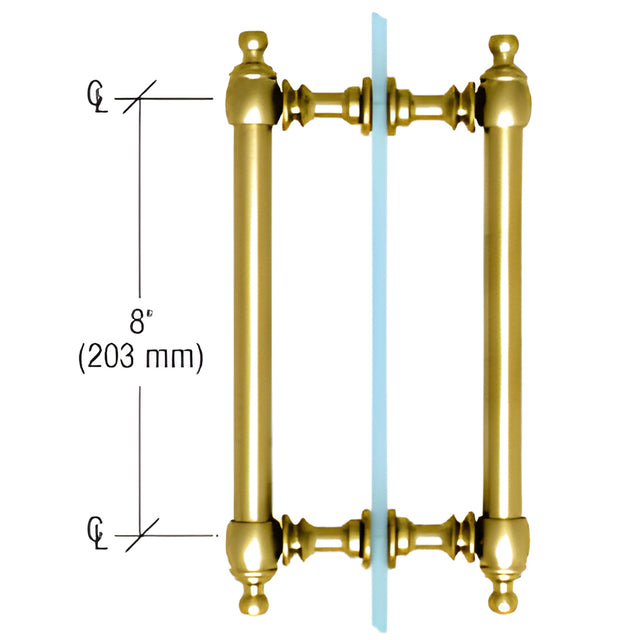 CRL Polished Brass 8" Colonial Style Back-to-Back Pull Handles