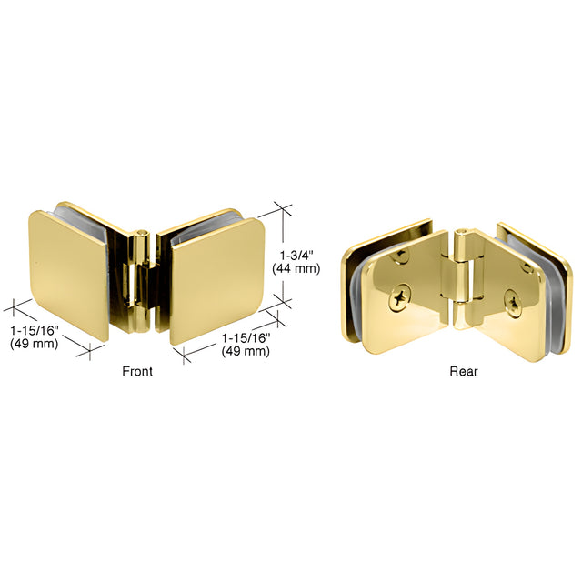 CRL Polished Brass Adjustable Glass-to-Glass Clamp