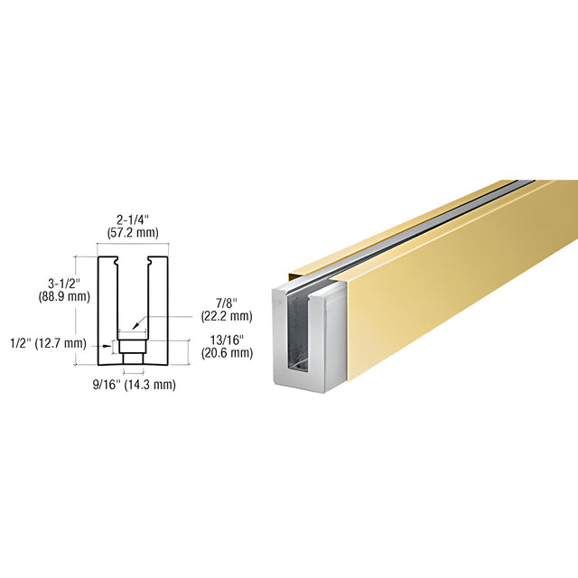 CRL Polished Brass Custom B5L Low Profile Shoe Drilled for 1/2" to 5/8" Glass
