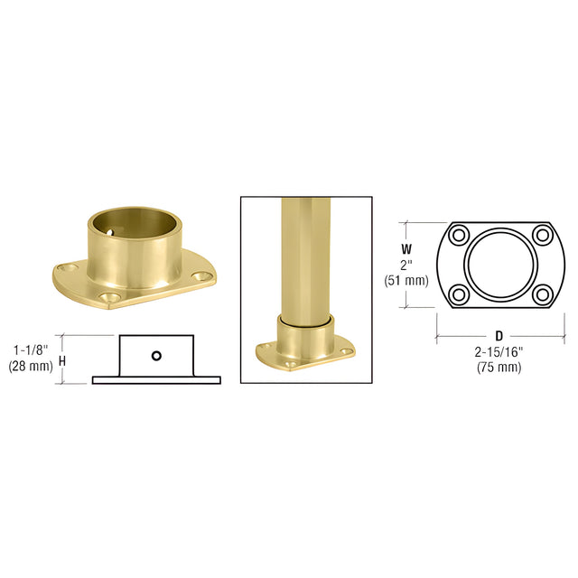 CRL Polished Brass Cut Flange for 1-1/2" Tubing