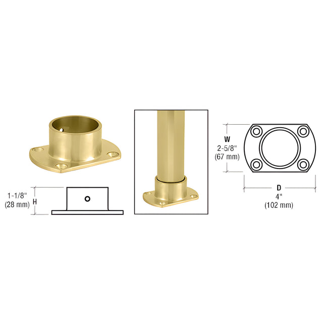 CRL Polished Brass Cut Flange for 2" Tubing