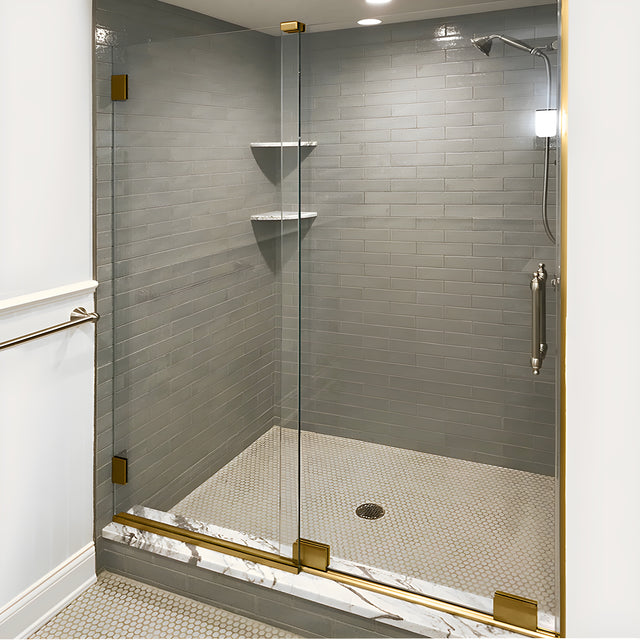 CRL Polished Brass Essence® Series Basic Sliding Shower Door Kit with Squared Corner Rollers