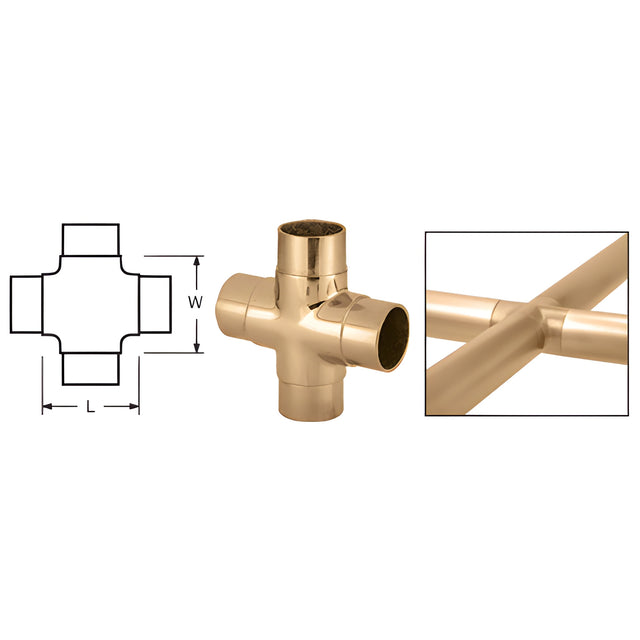 CRL Polished Brass Flush Cross for 2" Tubing