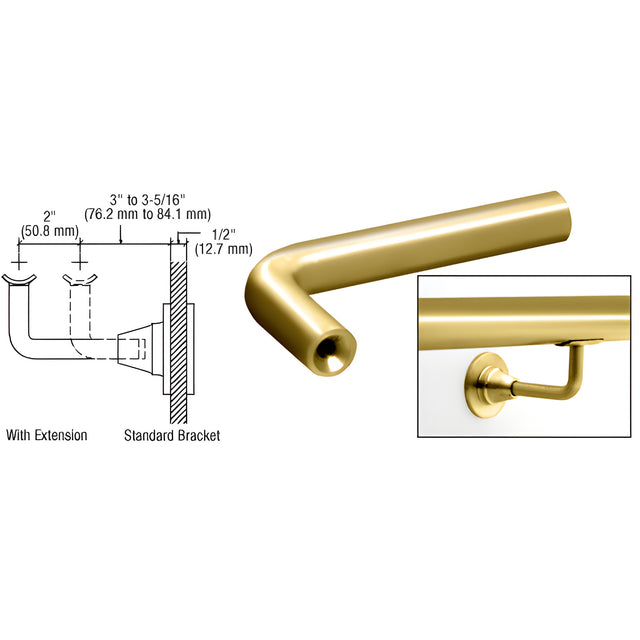 CRL Polished Brass Newport Series Extension Arms for HR2D Series Brackets