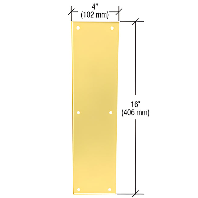 CRL Polished Brass Push Plates 4" x 16"