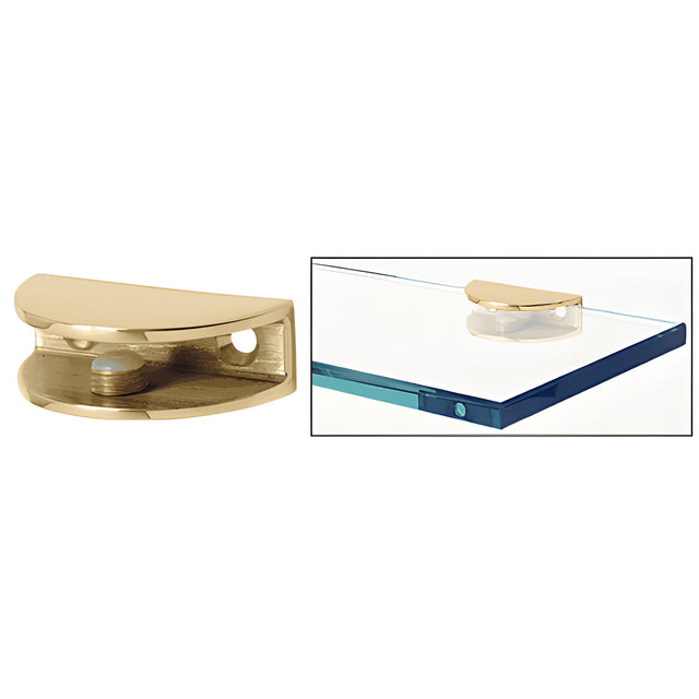 CRL Polished Brass Rounded Interior Shower Shelf Clamp