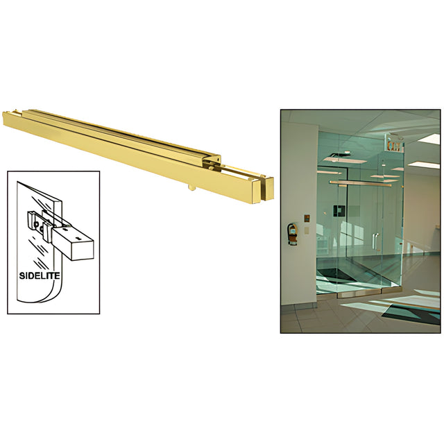 CRL Polished Brass Single Narrow Floating Header with Surface Mounted Top Pivots - Custom Length