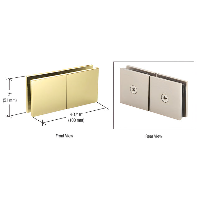 CRL Polished Brass Square 180 Degree Glass-to-Glass Movable Transom Clamp
