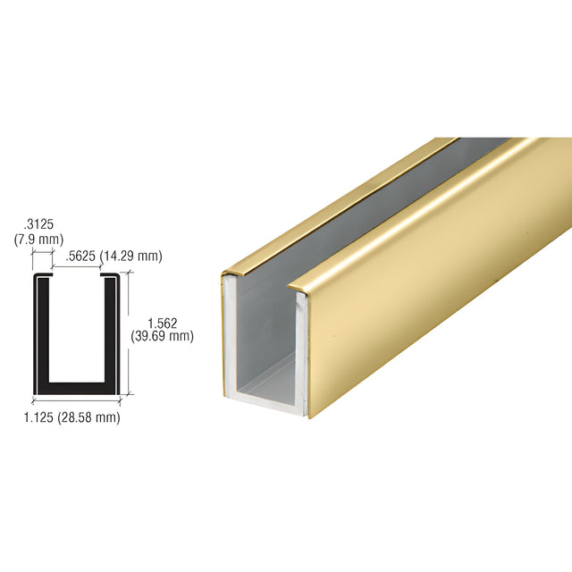 CRL Polished Brass Wet / Dry Glaze 1-1/2" Deep U-Channel Custom Length