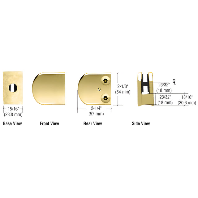 CRL Polished Brass Z-Series Large Round Clamp for 1/4" Glass