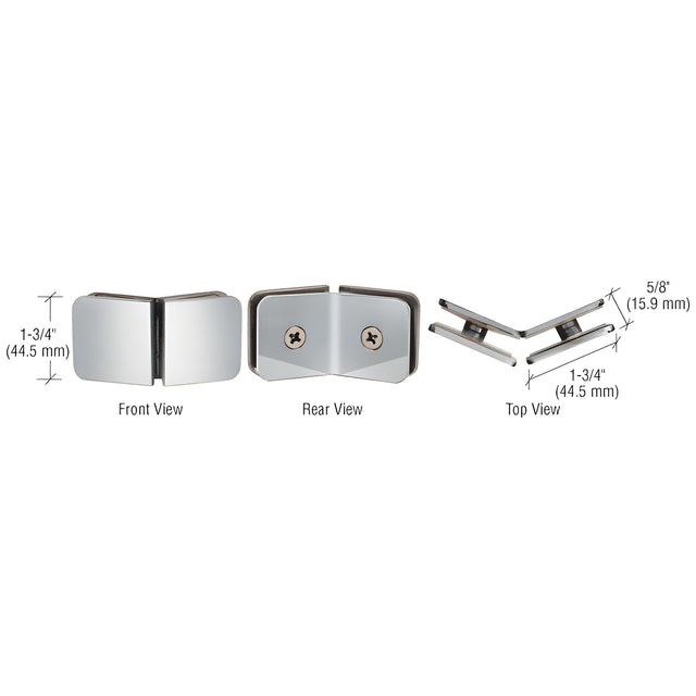 CRL Polished Chrome 135 Degree Traditional Style Glass-to-Glass Clamp