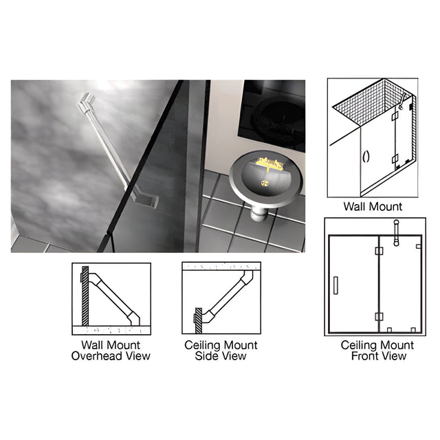 CRL Polished Chrome 39" Thru-Glass To Wall/Ceiling Mounted Support Bar