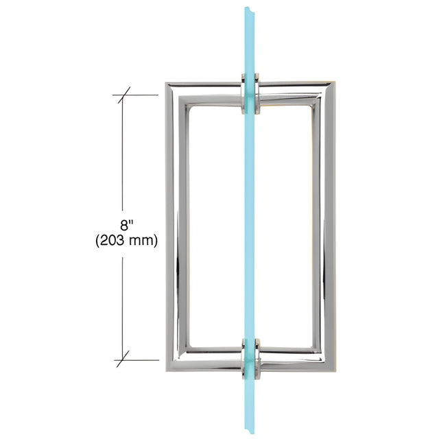 CRL Polished Chrome 8" MT Series Round Tubing Mitered Corner Back-to-Back Pull Handle