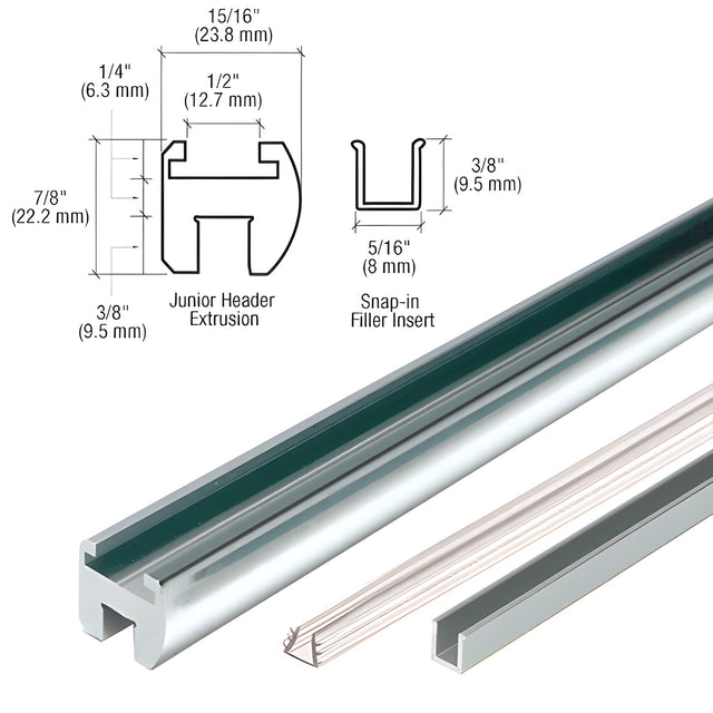 CRL Polished Chrome 98" Junior Frameless Shower Door Header Kit