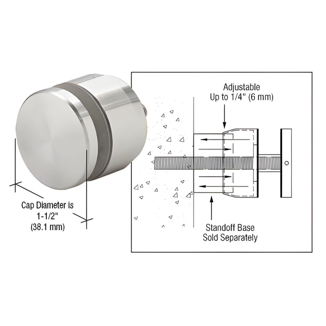 CRL Polished Chrome Adjustable Height Standoff Cap for 1-1/4" Base