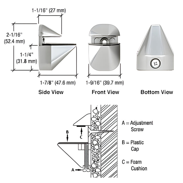 CRL Polished Chrome Adjustable Shelf Clamp