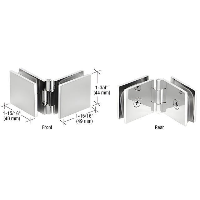 CRL Polished Chrome Adjustable Square Glass to Glass Clamp