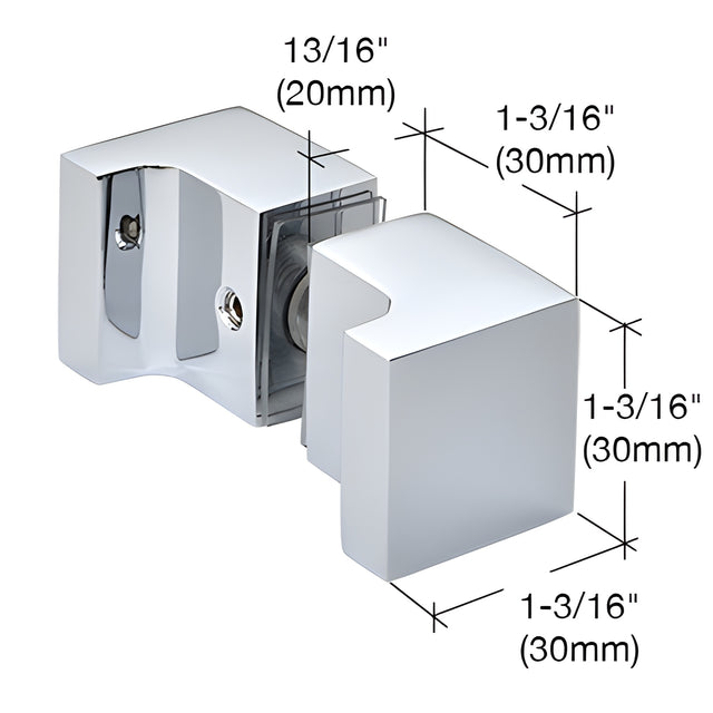 CRL Polished Chrome Back-to-Back Square Finger Pull Knob