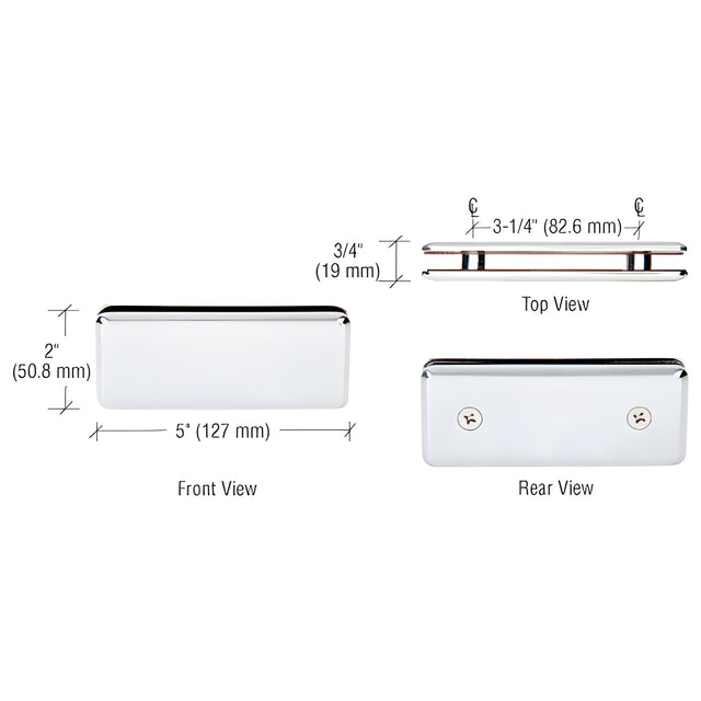 CRL Polished Chrome Beveled 180º Glass-to-Glass Clamp