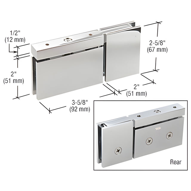 CRL Polished Chrome Cardiff Top or Bottom Mount Pivot with Attached U-Clamp Hinge