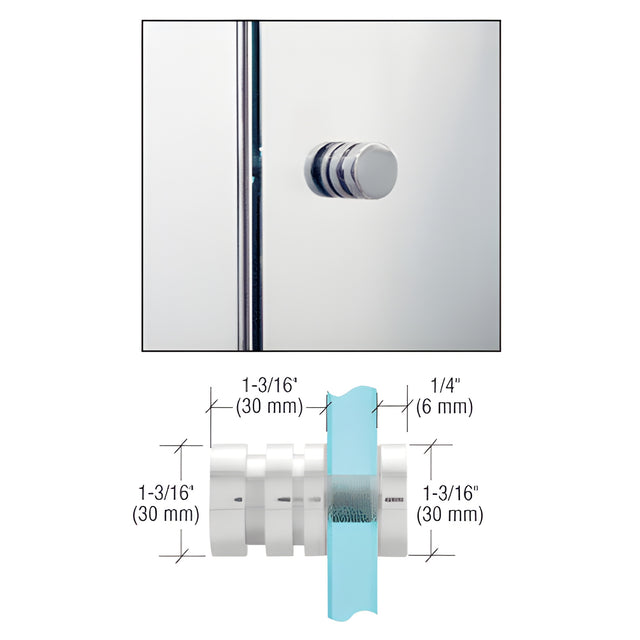 CRL Polished Chrome Contemporary Style Single-Sided Shower Door Knob