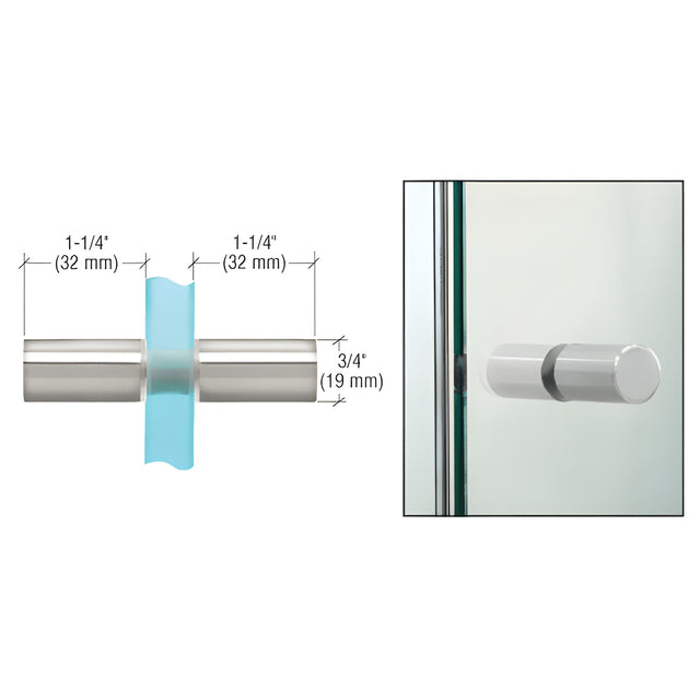CRL Polished Chrome Cylinder Style Back-to-Back Shower Door Knobs