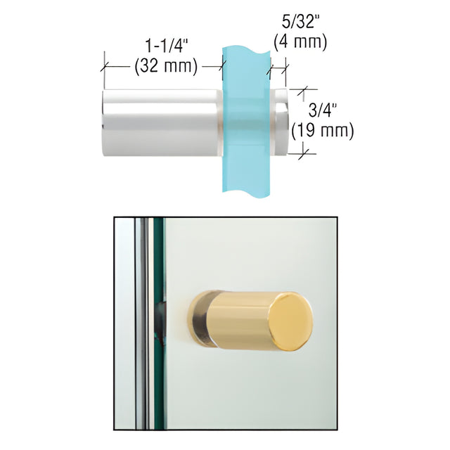 CRL Polished Chrome Cylinder Style Single-Sided Shower Door Knob