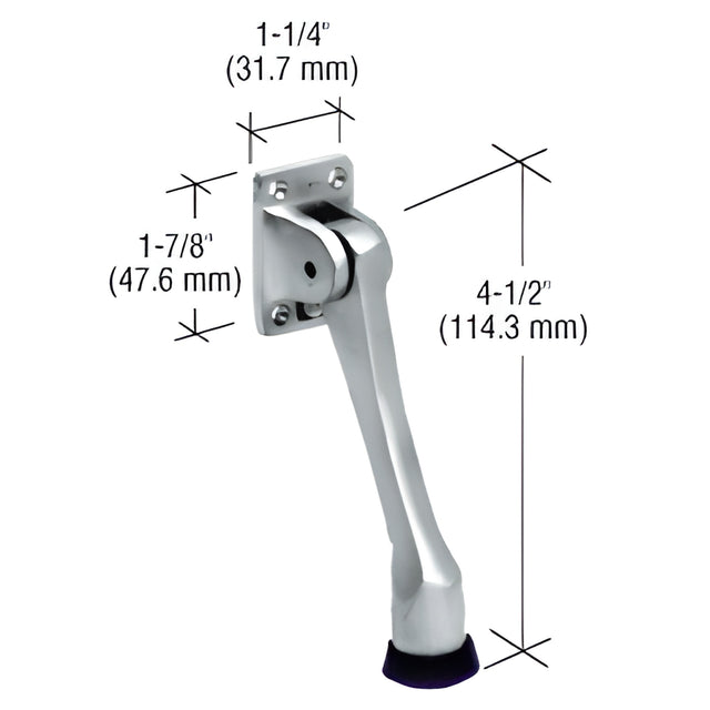 CRL Polished Chrome Door Mounted 4-1/2" Heavy-Duty Stop and Holder