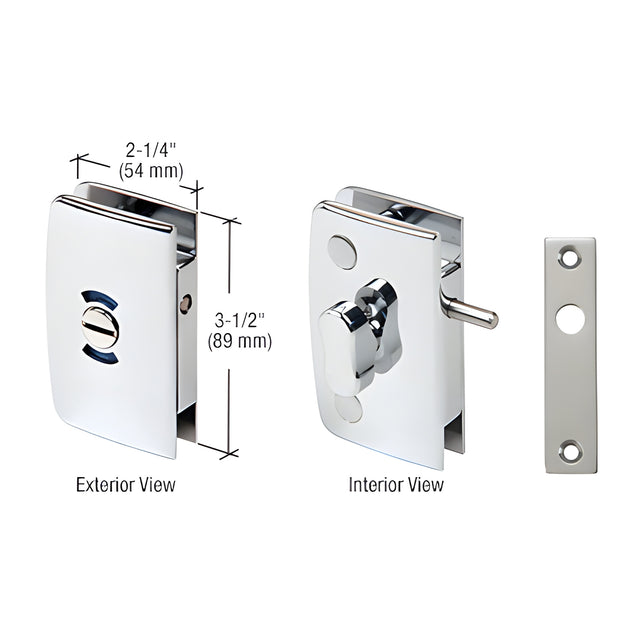 CRL Polished Chrome Glass Swinging Door Lock with Indicator for 5/16" to 1/2" Glass