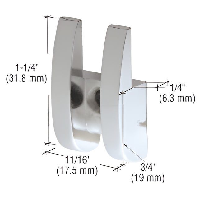 CRL Polished Chrome Look 11/16" Wide Rounded Metal Mirror Clip
