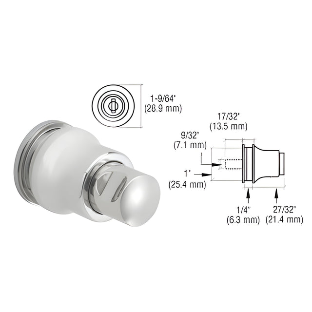 CRL Polished Chrome Push Button Lock for Cabinet Glass Door