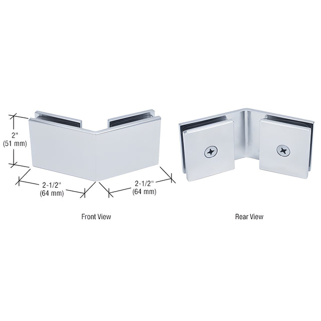 CRL Polished Chrome Square 135 Degree Glass-to-Glass Clamp