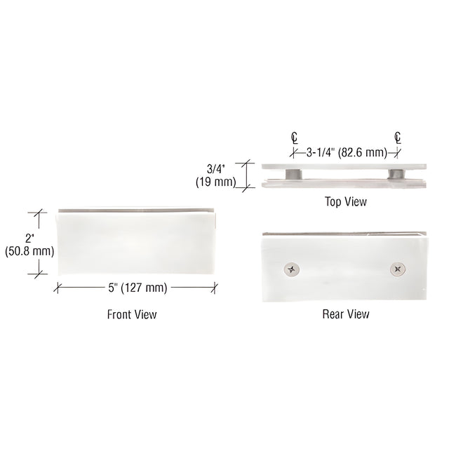 CRL Polished Chrome Square 180 Degree Glass-to-Glass Clamp