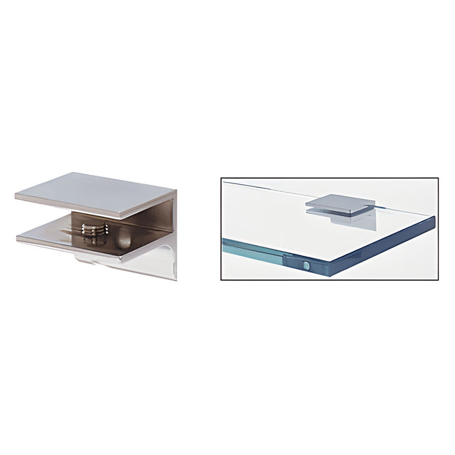 CRL Polished Chrome Square Interior Shower Shelf Clamp with Support Leg