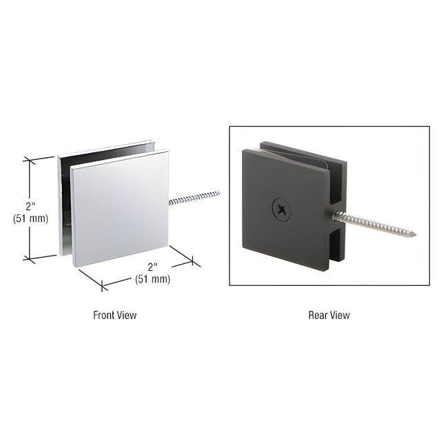 CRL Polished Chrome Square Wall Mount Movable Transom Clamp