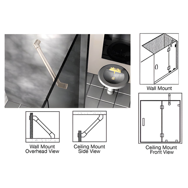 CRL Polished Nickel 39" Thru-Glass To Wall/Ceiling Mounted Support Bar