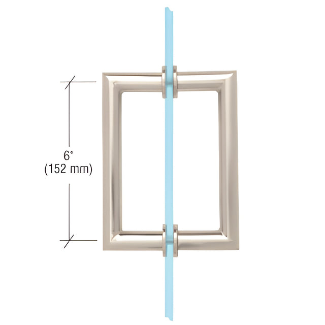 CRL Polished Nickel 6" MT Series Round Tubing Mitered Corner Back-to-Back Pull Handle