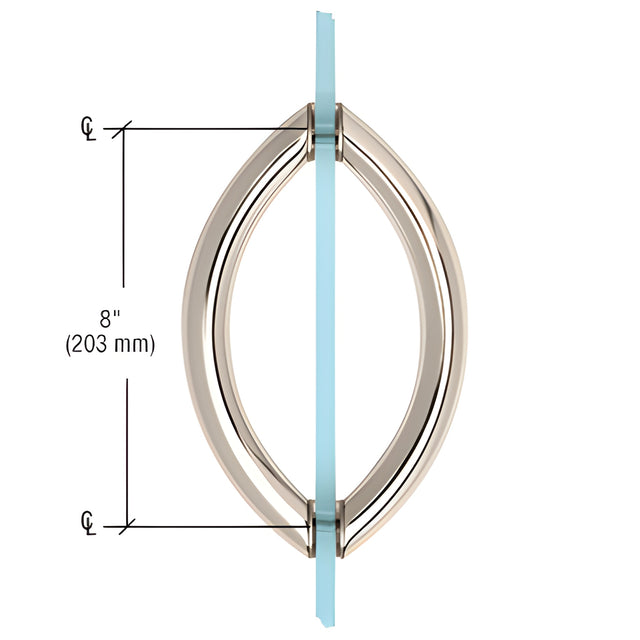 CRL Polished Nickel 8" Crescent Style Back-to-Back Pull Handles Without Metal Washers