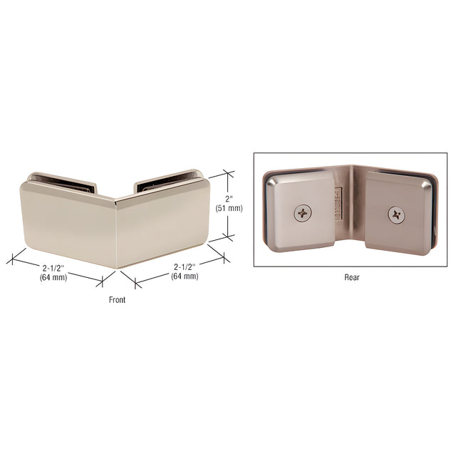 CRL Polished Nickel Beveled 135º Glass-to-Glass Clamp