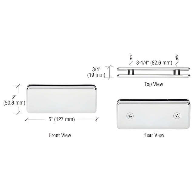 CRL Polished Nickel Beveled 180º Glass-to-Glass Clamp